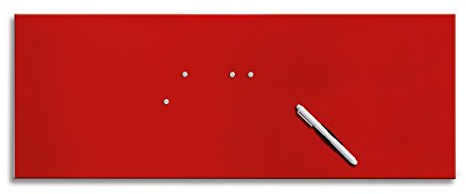 Eurographics Memo Board MB-RED3080 Magnet- und Schreibtafel aus Glas in rot (inklusiv Stift + Magnete) Red, 30x80cm