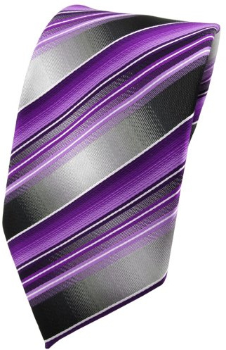 TigerTie - Corbata - morado lila antracita plata gris rayas