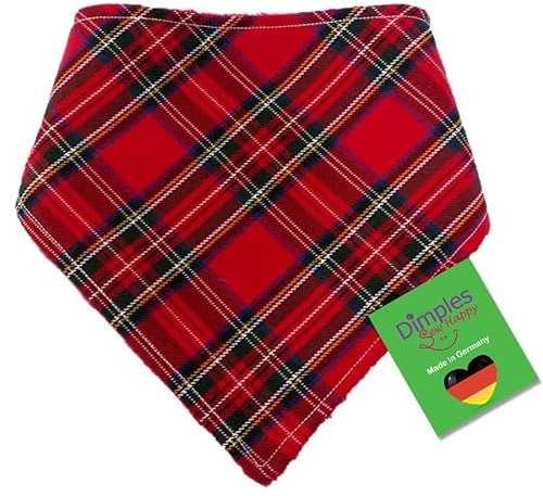 Dimples Hundehalstuch - Schottenkaro rot - Halstuch für kleine mittlere und Grosse Hunde Welpen und Katzen - Tier Besitzer Geschenk - Bandana, Dreieckstuch, Handgemachtes Accessoire 50cm