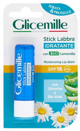 GLICEMILLE | Stick Labbra Idratante, SPF 15, con BIO Camomilla, Glicerina e Bio Aloe, 5,5ml