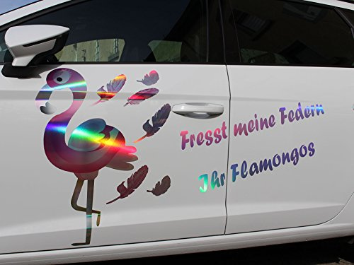 Flamingo Dekor Set - Finest-Folia Hologramm Premium Folie Aufkleber Einhorn Dekor KX019 RX004 (Flamongo 68 x 55 cm)