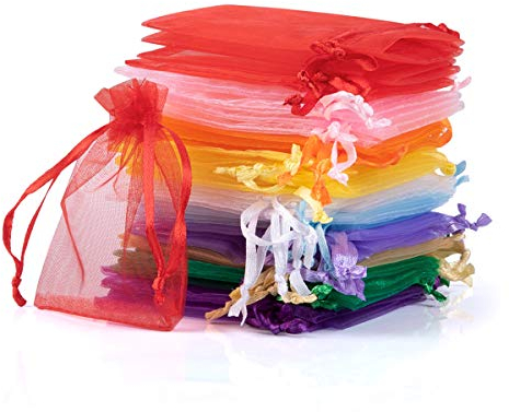 Tyhbelle 100 Stück 7 x 9 cm Organzabeutel Organzasäckchen Hochzeit Säckli Beutel Geschenk Schmuckbeutel(Bunt-7 * 9CM)