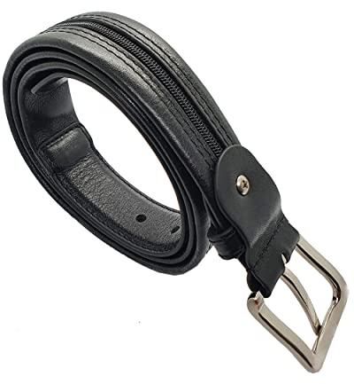 Safekeepers Gürtel mit Geldversteck, Leder Geldgürtel - Geldfach - Gürtel mit Reisverschluss - Moneybelt, Unisex