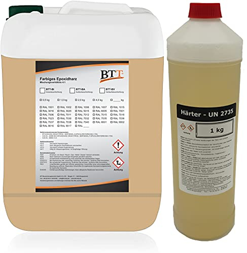 BTT-BA Epoxidharz Bodenbeschichtung RAL 1001 für 25m² Außen Fliesenlack Betonfarbe Estrichfarbe Balkonfarbe Betonplattenfarbe Terrassenfarbe Gehwegfarbe Gießharz Epoxy