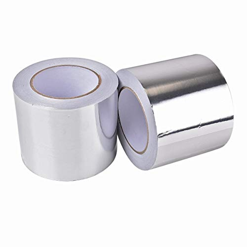 KafTon Aluminium Foil Self Adhesive Tape 100mm x 50m Multiple Use Duct, Insulation Tape for Insulating Pipe Repair Sealing Heat Resistant Cold Air Heavy Duty Silver