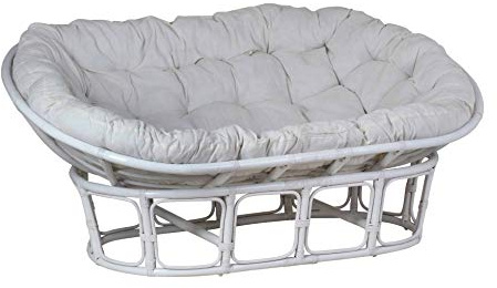MiaMöbel Sofa Rattan 165x65x100 cm Modern 100% Baumwolle Rattan Weiß