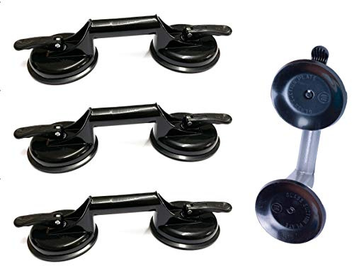 Moritz Saugheber 4 STK. mit 2 Saugnäpfen 100 kg – Vakuumheber Glas Fliesen | Schwarz, Aluminium-Korpus, Spezialgummi, Saugteller 12 cm, Feststellhebel, für Terrassenplatten, Laminat, Vinyl, Umzug