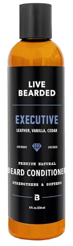Live Bearded Beard Conditioner, 8 fl oz - Strengthens and Softens Facial Hair - Made in the USA - All-Natural Ingredients with Biotin, Caffeine | Executive Scent - Cedar, Vanilla