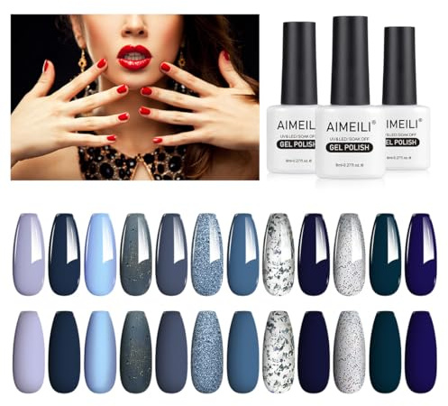 AIMEILI Gel Nagellack UV LED Gellack Farben Set 12 pcs 8ml Soak Off Nägel Farbgel Kit 13 | Soak Off Gel Nail Polish für Frühling Sommer Herbst Winter, Home Nagelstudio DIY Nail Art, Perfekt für Deinen Alltag