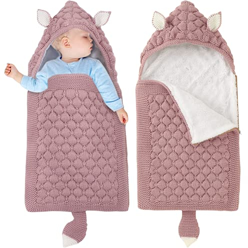 LAWKUL Kinderwagen Decke Neugeborene Wickeldecke Schlafsack Wolle Kinderwagendecke Winter Dick Schlafsäcke für 0-6 Monate Jungen Mädchen Rosa
