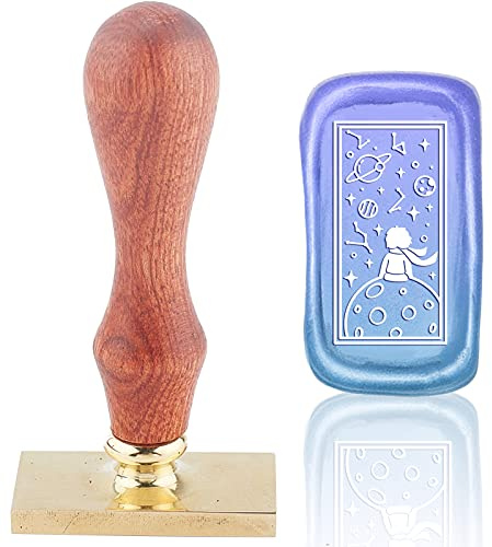 craspire Wachssiegelstempel Kleiner Prinz Vintage Siegellackstempel Planet Rechteck Abnehmbarer Messingkopf Siegelstempel Mit Holzgriff S Weihnachten Xmas Thanksgiving Geschenkpapier