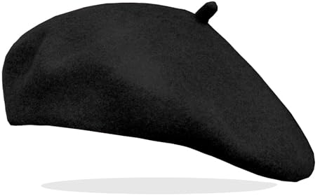 Van Der Rich ® - Klassischer französischer Baretthut Barett Wolle - Damen (Schwarz)