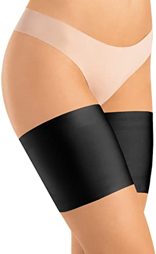 OVISSA Musleras Flexibles antirozaduras Evita Rozaduras y Rozaduras en los Muslos con un Forro de satén Bandas adelgazantes Invisible Debajo de la Ropa Tira antifricción Negro L TS500