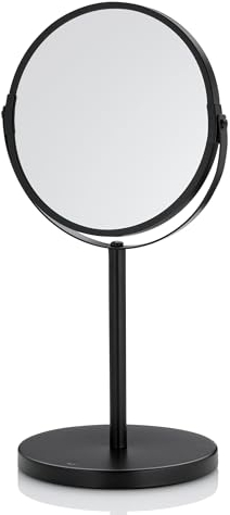 kela Espejo de maquillaje negro con aumento ELIAS 16 cm, 1/3 veces, espejo de pie, metal, espejo cosmético, espejo de afeitado redondo