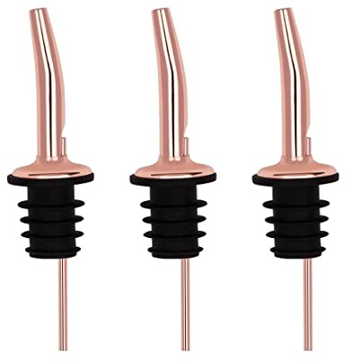 Copper Spirit Pourer (Pack of 3) | Wine Pourer, Freeflow Drink Pourers, Cocktail Making Pourer, Oil Drizzler, Bottle Pourer, Speed Pourer | Copper Plated | Premium Home Bar Accessories | Bartender