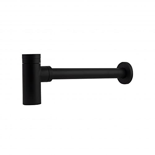 Ramon Soler - Sifón de Lavabo Visto Negro Mate, Diseño Moderno para Baños, Acabado Resistente a la Corrosión, Instalación Fácil, Compatible con Lavabos Estándar, 32 mm Diámetro