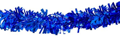 NEU Riesen-Fransengirlande aus Lametta, 10m, ca. 20cm Durchmesser, blau, schwer entflammbar