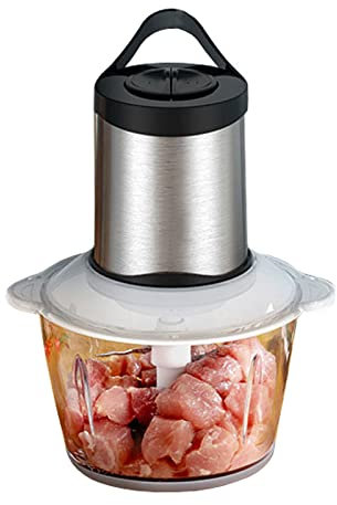 Picadora de carne, licuadora de alimentos, picadora de cebolla y carne for el hogar y la cocina con tazón de 2 litros y 4 cuchillas, licuadora de 300 W, cubitos de hielo for verduras y nueces, B (colo