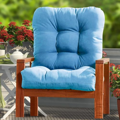 VEAI Cojines Sillas Jardin con Respaldo Bajo Exterior Impermeable | Colchoneta para Silla Exterior y Interior Sofa - Almohada para El Asiento y El Respaldo(Color:7#)