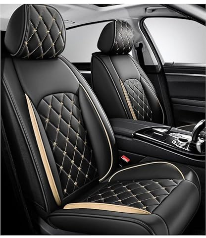 Coprisedili Auto Anteriore Per Toyota CH-R, Copri Sedili Per Auto Universale，Copertura Del Sedile In Pelle Resistente All’acqua, Confortevole, Traspirante E Resistente All'usura(Color:Black champagne)