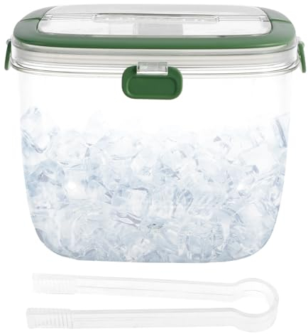 Secchiello per il ghiaccio con coperchio e pinza, contenitore per ghiaccio sigillato con manico, 5 l, contenitore per cubetti di ghiaccio, portatile, multifunzionale, secchiello per champagne per