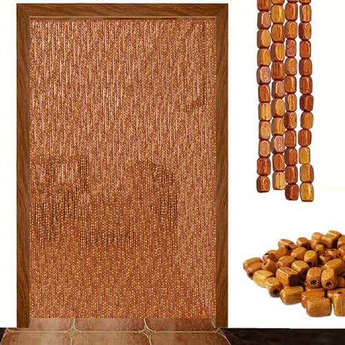 TZYYAO Bambus Massiv Holzperlenvorhang,Fliegen Partition Perlenvorhang,Haus Schlafzimmer Küche Hängende Perlenvorhänge Für Raumteiler/Retrodekoration/Sichtschutz,WxH-80strands-80x180cm