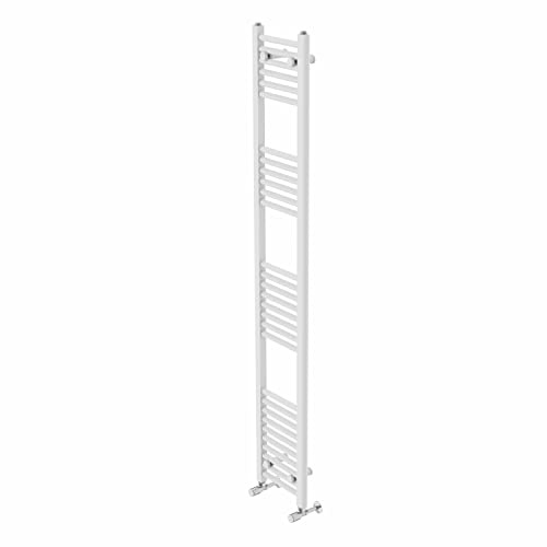 Warmehaus Contemporary Straight Heated Towel Rail 1800 x 300mm White | Bathroom Ladder Radiator, Towel Warmer Central Heating, Wall Mounted, Steel, Corrosion Resistance, Include Wall Brackets