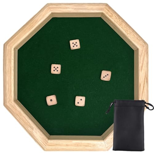 YeyeCyrilze Piste de dés en Bois, 25.5CM/10.04 in, Convient pour Jeux de Table DND et RPG avec dés et Ceintures