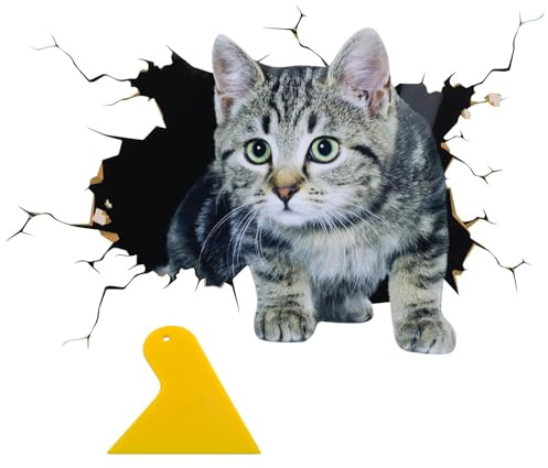 3D Katze Aufkleber Mit 1 Filmabstreifer, Autoaufkleber, Niedliche Katze Dekorationen Benutzerdefinierte Auto Stoßstange Aufkleber Kratzer Thema Wand Aufkleber, Katzen Sticker, Aufkleber Auto
