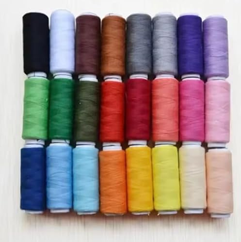 UKDGTMR 24 färger sytråd, 100 polyestergarn, sytråd rulle maskin handbroderi 200 meter varje spole, set med 24