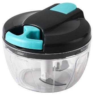 Multifunctional 500 ml Manual Food Chopper With Handle and Cover - Easy for Grinding and Chopping Fresh Vegetables, Onion, Garlic, Tomato (Blue)