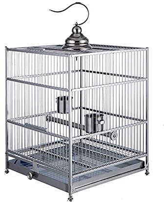 Solider Vogelkäfig, Vogelkäfig groß, 304 Edelstahl, schwarzer Phönixkäfig, Luxus, großes Bad, spezielle Vogelkäfige, Papageienkäfig für Unzertrennliche, Finken, Papageien, Vogelkäfig