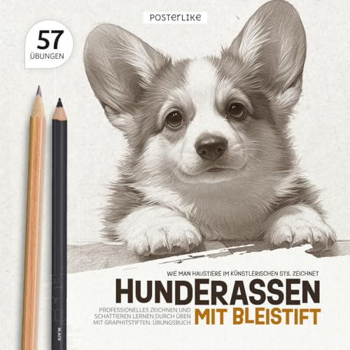 Wie Man Haustiere im Künstlerischen Stil Zeichnet. Hunderassen mit Bleistift: Professionelles Zeichnen und Schattieren lernen durch Üben mit ... (Zeichne Haustiere wie ein Pro, Band 10)