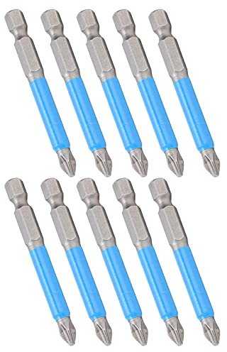 Qukaim Lot de 10 embouts de tournevis cruciformes PH2 magnétiques antidérapants, compatibles avec divers outils électriques, 65 mm de long