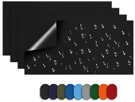 Skystuff Set di 4 toppe di riparazione, rettangolari, in nylon, in tinta unita, si applicano con stiratura, per piumini, giacche, tende e altro ancora