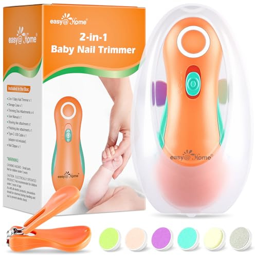 Lima de Uñas para Bebés：Easy@Home Cortaúñas Eléctrico, Limador de Uñas Eléctrico Perfecto para Bebés Niños Recién Nacidos丨Kit de Manicura Eléctrico Bebé