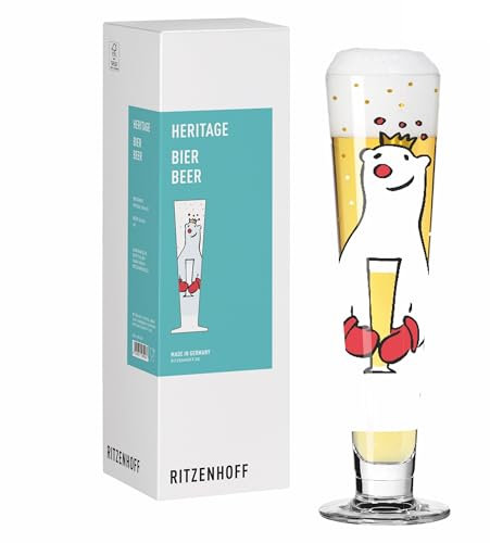 RITZENHOFF 8051002 Verre à bière 330 ml Série Heritage rond et multicolore avec motif ours polaires Fabriqué en Allemagne