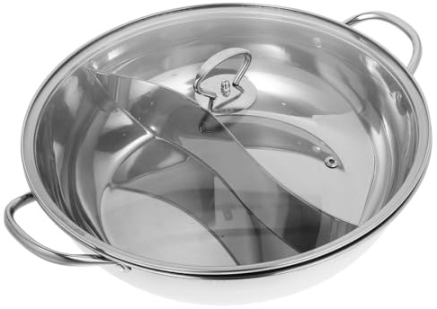 Cabilock Large Cooking Pot Lid Stainless Steel Hot Pot Pan for Restaurant Home Use