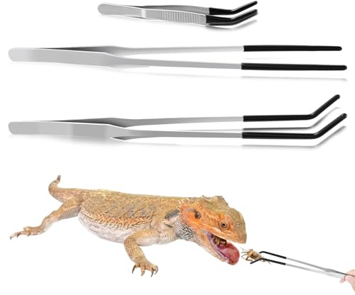 Ouligay 3 Stück Aquarium Pinzette Lang 27 cm Edelstahl Futterzange für Reptilien, Gerade und Gebogen Spitze Lange Pinzette mit Gummispitze Futterwerkzeug für Eidechsen Wasserpflanze Pflanzenpinzette