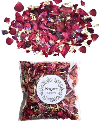 KGDUYC 20g de confettis de pétales de roses, confettis de mariage naturels, biodégradables 100% naturels,pétales de mariage, pour les bougies florales parfumées, pour les décorations de table