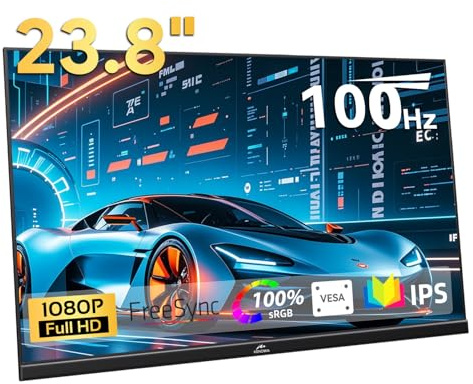 Kenowa USB-C Monitor Portátil 23.8 Full HD 1920x1080 IPS 100 Hz Freesync Gaming Pantalla con HDMI USB Tipo C para PC, Portátil, Mac, Xbox, PS4, Teléfono, Altavoces Integrados