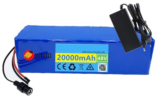 Batería de Iones de Litio para Bicicleta eléctrica 48V 20Ah 13S3P con protección BMS incorporada, Ideal para Motores de Bicicleta eléctrica de 200 a 1000W XT60/T Plug XT60 Plug,48V 20Ah