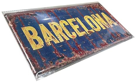 Placca metallica vintage Barcellona City – 30 x 15 cm, targa rustica da parete per bar, pub, garage, grotta uomo, decorazione per la casa