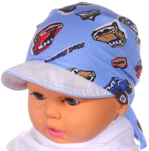 La Bortini Kopftuch Baby Kinder Bandana Tuch mit Schirm Sommer Kopfbedeckung leicht atmungsaktiv Sonnenhut zum Binden Babyhut Schirmmütze Babymütze Unisex für Jungen und Mädchen
