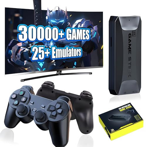 M16 Console Retrogaming Console de Jeux Rétro,30000/20000+ Jeux,25 émulateur,Sortie HD 4K Game Stick,Anti-Shake Console de Jeu Portable avec Manette sans Fil,Bataille à 4 Joueurs,Plug and Play (128G)