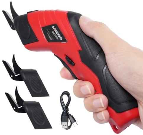 VISLONE Kartonschneider Elektrisch, Elektrische Schere, | mit 2 Auswechselbaren Klingen aus Wolframstahl, Wiederaufladbare Kann bis zu 9 mm Dicke Baumwollstoffe Pflanzenstiele Karton
