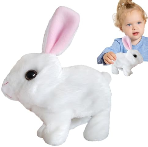 Spizummp Electronic Plush Hopping Rabbit Toys, Realistic Bunny Pal Toy, Easter Bunny 2025 With Sounds,Wiggling Ears, Walking, Cute Pet Bauble Gift, Easter Christmas Birthday Gift For Kids