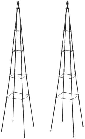 Pflanzengitter für Kletterpflanzen, Rankhilfe Garten Obelisk 2er Set, Robuste Rankhilfe Topfpflanzenstütze Rankgitter 170cm Metall Obelisk für Kletterpflanzen wie Blumen, Rosen usw.