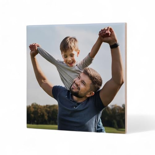 Azulejo Personalizado Foto o Texto - Azulejo de Cerámica Acabado Brillo de Calidad - Apto para Interior - Crea tu propio azulejo o baldosa de cerámica (Rectangular, 10 x 10)