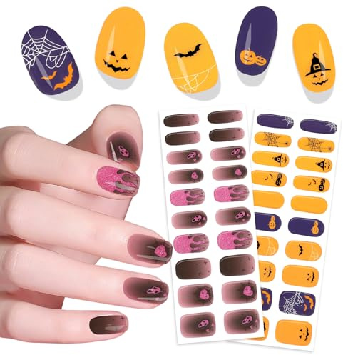 MWOOT 2 Hojas Pegatinas Uñas Adhesivas Halloween,Calcomanías para uñas, Nail Art Stickers